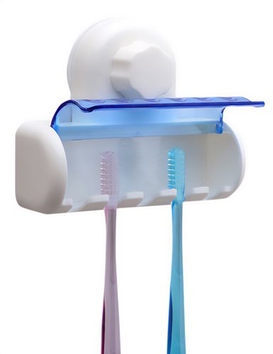 Θήκη για Οδοντόβουρτσες Επιτοίχια Πλαστική με Βεντούζα CLN-0023 Λευκή