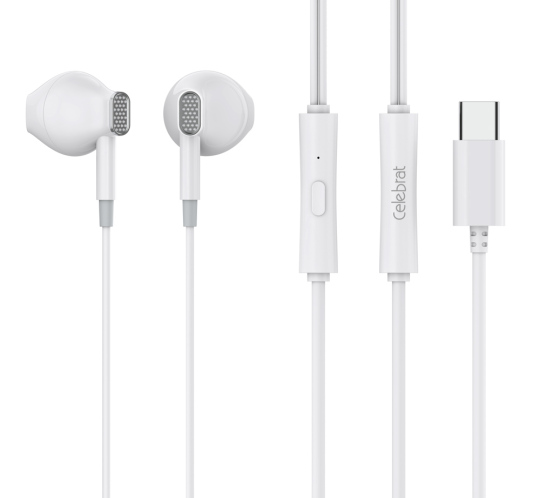 Celebrat Ακουστικά με Μικρόφωνο D12 USB-C 1.2m Λευκά