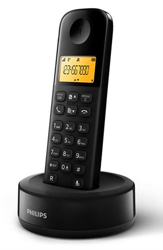 Philips Ασύρματο Τηλέφωνο με Ελληνικό Μενού D1601B/34 Μαύρο