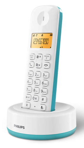 PHILIPS ασύρματο τηλέφωνο D1601T-34 με ελληνικό μενού λευκό-πράσινο