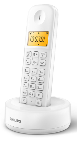 PHILIPS ασύρματο τηλέφωνο D1601W-34 με ελληνικό μενού λευκό