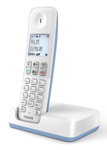 PHILIPS ασύρματο τηλέφωνο D2501S-34 με ελληνικό μενού λευκό-μπλε