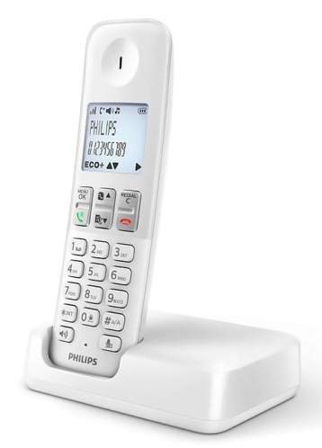 PHILIPS ασύρματο τηλέφωνο D2501W-34 με ελληνικό μενού λευκό
