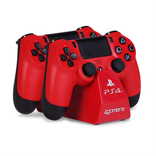 PS4 4GAMERS TWIN PLAY N' CHARGE CABLES RED