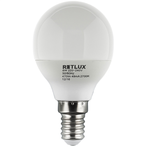 Retlux Λάμπα LED Γλόμπος Θερμό Λευκό E14 6W RLL 268