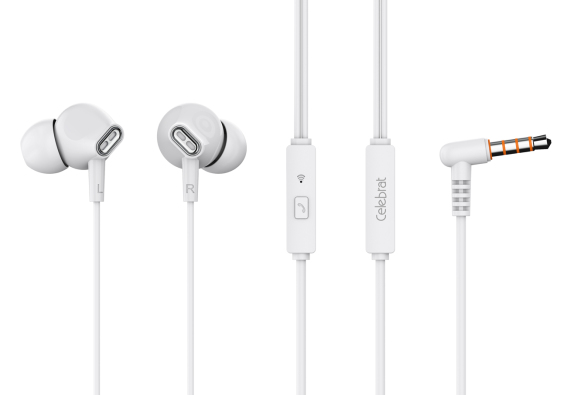 CELEBRAT earphones με μικρόφωνο G21 3.5mm 1.2m λευκά