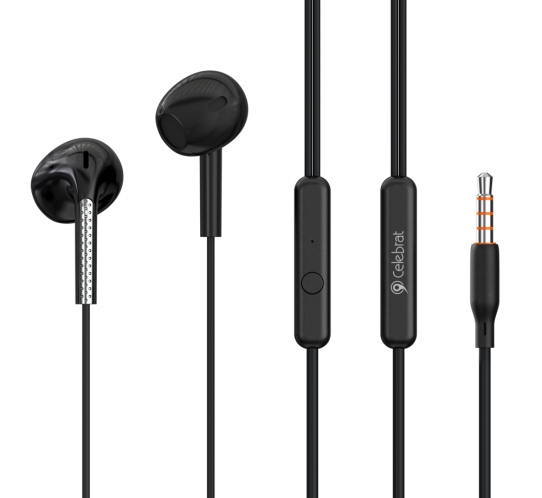 CELEBRAT earphones με μικρόφωνο G28 3.5mm σύνδεση Φ10mm 1.2m μαύρα