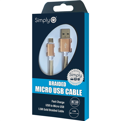 Simply Καλώδιο Data USB to Micro USB 1,5m Χρυσαφί