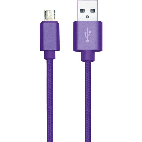 Simply Καλώδιο Data USB to Micro USB 1,5m Πλεκτό Μωβ