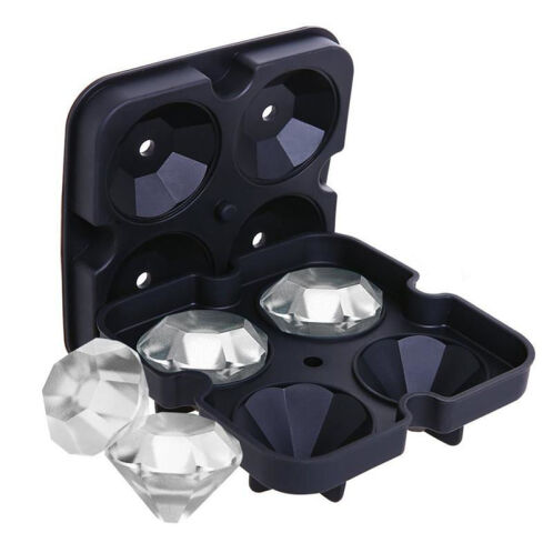 Παγοθήκη Diamond από Σιλικόνη 4 θέσεων με καπάκι Μαύρη
