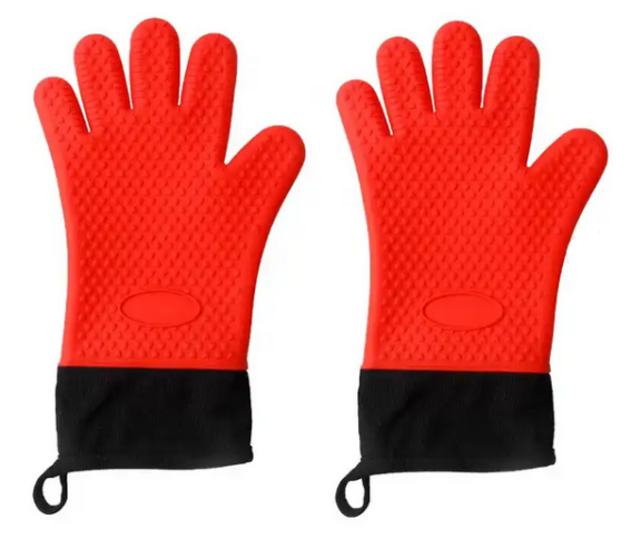 Γάντια σιλικόνης σετ 2 τεμαχίων 37,5x21 εκ. Κόκκινο/Μαύρο