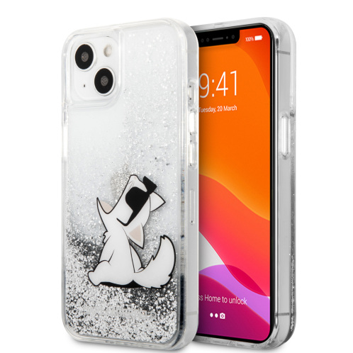 Karl Lagerfeld  Θήκη προστασίας από σιλικόνη – iPhone 13 (Clear/Glitter Silver)