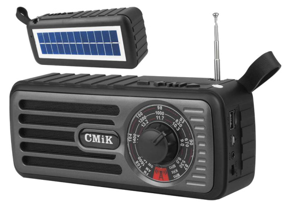 CMIK φορητό ραδιόφωνο & ηχείο MK-101 ηλιακό BT/USB/TF/AUX μαύρο
