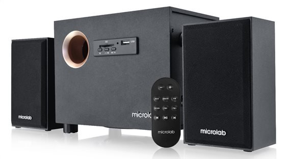 MICROLAB ηχεία M-105R 2.1ch 5W & 2x 2.5W USB/SD Card/3.5mm/FM μαύρα