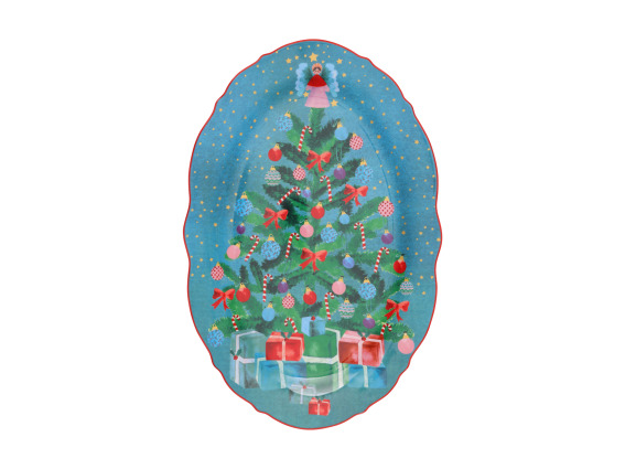 Maxwell Williams  Πιατέλα Οβάλ 30x15cm Γαλάζια Πορσελάνη Christmasville Σε Συσκευασία Δώρου