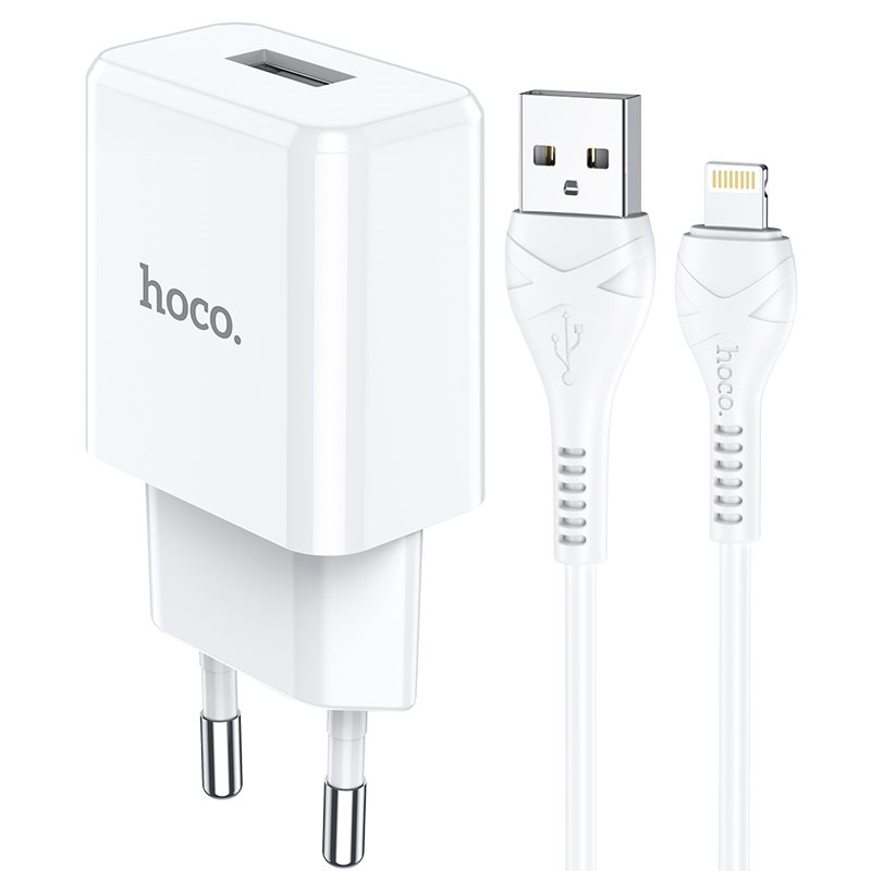 HOCO N9 Lightning Cable & Wall Adapter Λευκό  2.1A