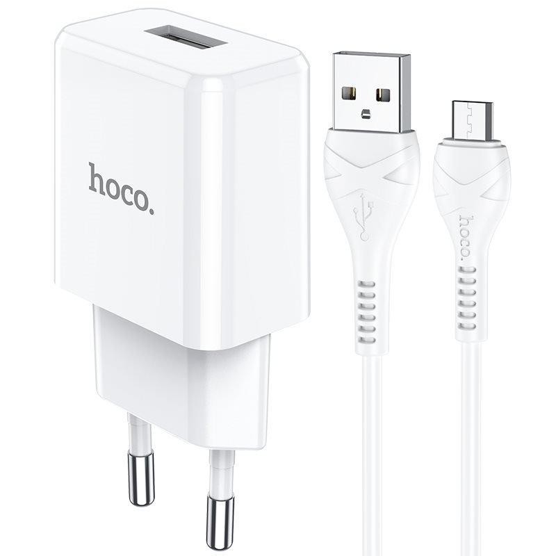 HOCO N9 Hoco Micro USB Cable & Wall Adapter Λευκό  2.1A