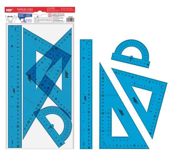 Madrid Papel Σετ Γεωμετρικά Σχέδια Διάφανο Πλαστικό Μπλε PA144C 4τμχ