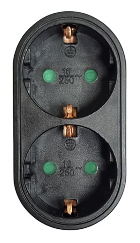 POWERTECH αντάπτορας ρεύματος PT-821 2x schuko 250V 16A μαύρος