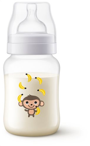 Philips Avent Μπιμπερό Πλαστικό Anti Colic Monkey με Θηλή Σιλικόνης Αργής Ροής 1m+ 260ml Κατάλληλο για Κολικούς SCF821/11