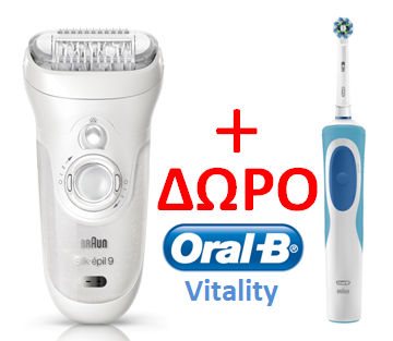 Braun Αποτριχωτική Μηχανή Silk Epil 9 Skin Spa Legs, Body & Face + 12 Εξαρτήματα & ΔΩΡΟ ηλεκτρική οδοντόβουρτσα SE9-969V/ORALB