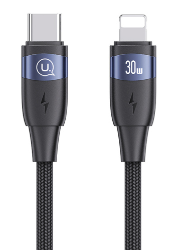 USAMS καλώδιο Lightning σε USB-C US-SJ634 30W PD 1.2m μαύρο