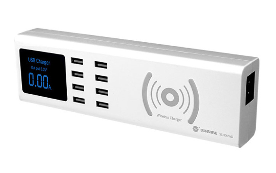 SUNSHINE σταθμός φόρτισης SS-309WD 8x USB 8A wireless 10W λευκός