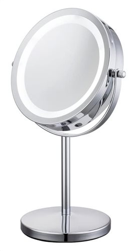 Καθρέφτης δύο όψεων TOOL-0041 με φωτισμό LED 10x zoom ασημί