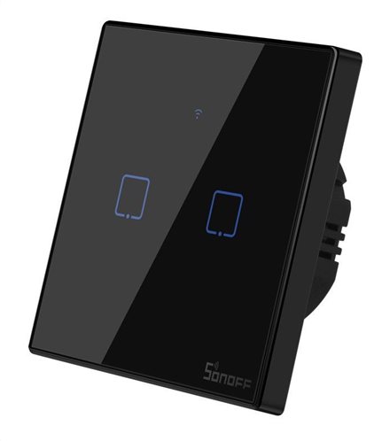 SONOFF smart διακόπτης ΤΧ-T3EU2C αφής Wi-Fi διπλός μαύρος