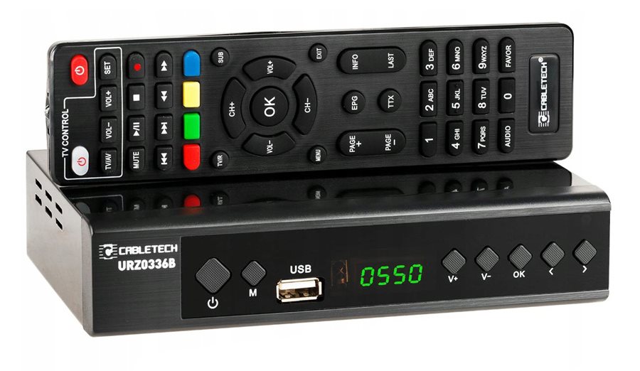 CABLETECH ψηφιακός δέκτης με τηλεχειριστήριο URZ0336B DVB-T2 HEVC H.265