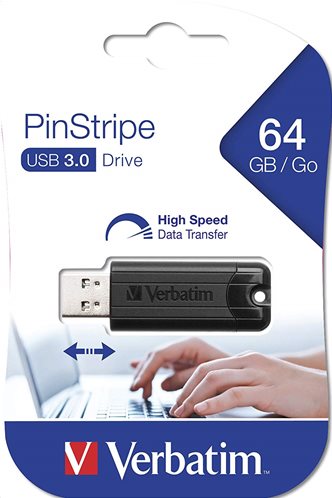Verbatim PinStripe USB 3.0 Drive 64GB Black