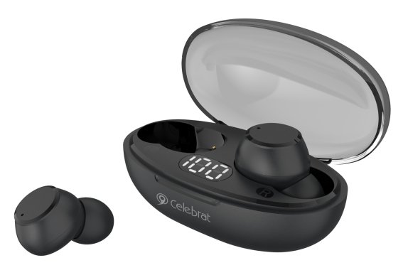 CELEBRAT earphones με θήκη φόρτισης TWS-W32 True Wireless μαύρα