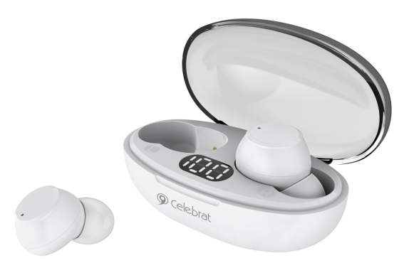 CELEBRAT earphones με θήκη φόρτισης TWS-W32 True Wireless λευκά