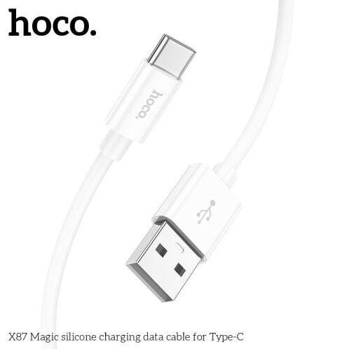 HOCO X87 Magic silicone καλώδιο φόρτισης και μεταφοράς δεδομένων USB to Type-C Λευκό