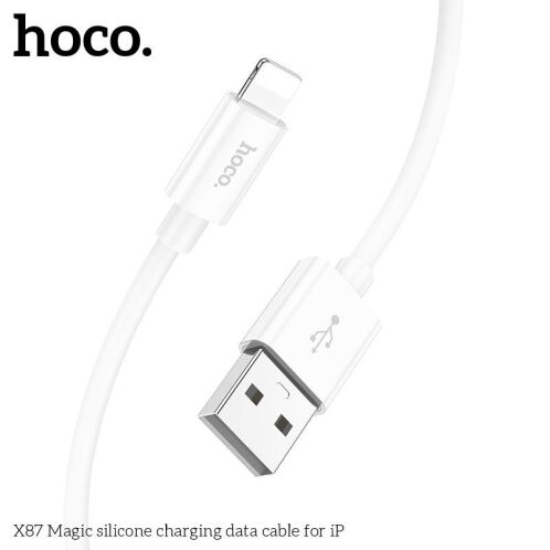 HOCO X87 Magic silicone καλώδιο φόρτισης και μεταφοράς δεδομένων γιά iPhone Λευκό USB σε Lightning