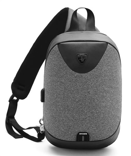 ARCTIC HUNTER τσάντα Crossbody XB0049-DG αδιάβροχη USB σκούρο γκρι