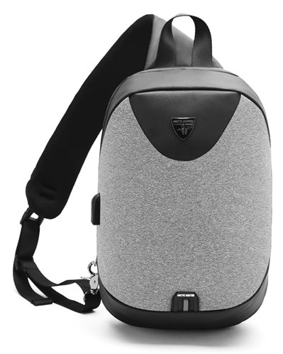 Arctic Hunter τσάντα Crossbody XB0049-LG tablet αδιάβροχη USB γκρι