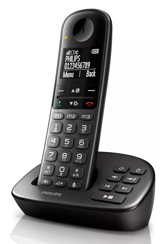 PHILIPS ασύρματο τηλέφωνο XL4951DS/34 ελληνικό μενού τηλεφωνητής μαύρο
