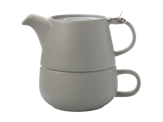 Maxwell & Williams Tea For One Κεραμικό Γκρι Tint Φλιτζάνι με Τσαγιέρα 450ml