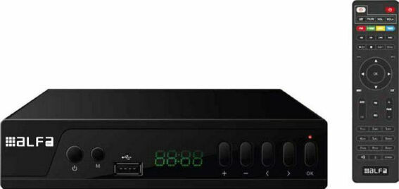 Alfatel DVB-168-9A 900008 DVB-T2 Ψηφιακός Δέκτης Mpeg-4 HD (720p) με Λειτουργία PVR (Εγγραφή σε USB) Σύνδεσεις SCART/HDMI/USB
