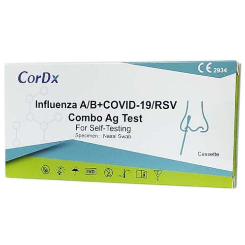 CorDX Αυτοδιαγνωστικό Τεστ Ταχείας Ανίχνευσης Αντιγόνων Covid-19 & Γρίπης με Ρινικό Δείγμα 1τμχ