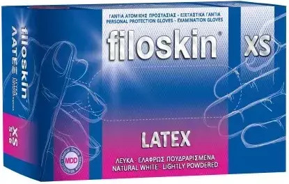 Filoskin Γάντια Λάτεξ Με Πούδρα σε Λευκό Χρώμα 100τμχ