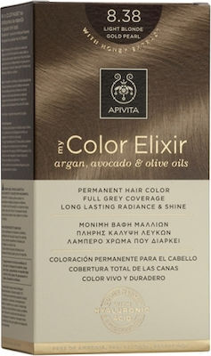 Apivita My Color Elixir Σετ Βαφή Μαλλιών Χωρίς Αμμωνία 8.38 Ξανθό Ανοιχτό Μελί Περλέ 125ml