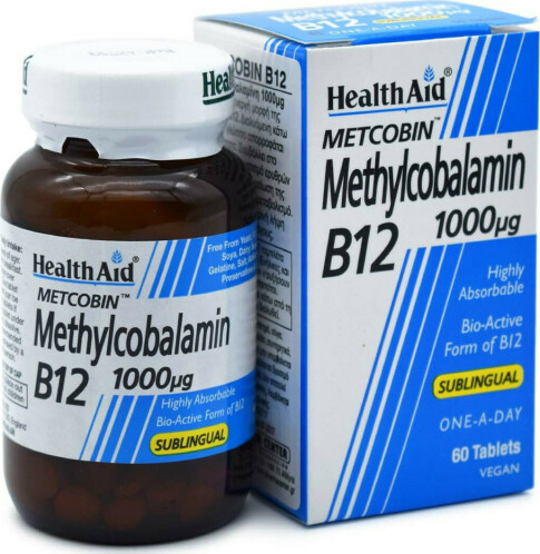 Health Aid Methylcobalamin Metcobin B12 Βιταμίνη 1000mcg 60 ταμπλέτες