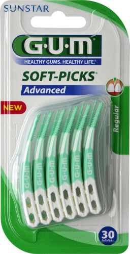 GUM Soft-Picks Advanced Μεσοδόντιες Οδοντογλυφίδες Regular 30τμχ Πράσινες