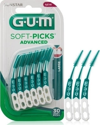 GUM Μεσοδόντιες Οδοντογλυφίδες Soft-Picks Advanced Large 30 Τεμάχια Πράσινες