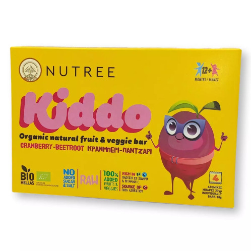 Nutree Kiddo Veggie Bar Snack με Κράνμπερι & Παντζάρι 12+ μηνών 4 x 30gr