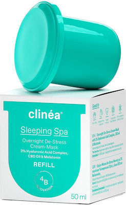 Clinea Sleeping Spa Overnight De-Stress Refill Balm Προσώπου Νυκτός για Ενυδάτωση με Υαλουρονικό Οξύ 50ml