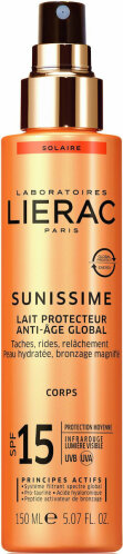 Lierac Sunissime Anti-Aging Global Milk Αντηλιακή Λοσιόν για το Σώμα SPF15 σε Spray 150ml