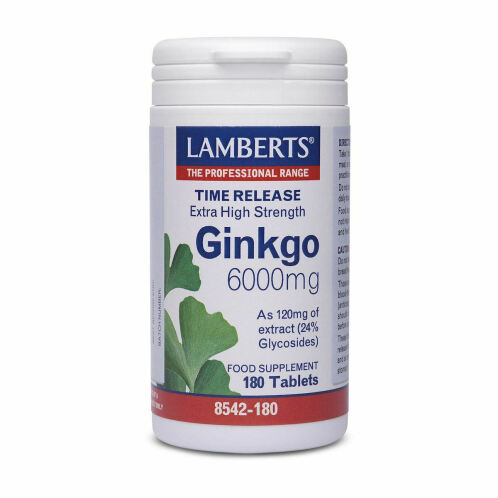 Lamberts Ginkgo 6000mg Συμπλήρωμα Διατροφής για την Ενίσχυση της Μνήμης 180 ταμπλέτες